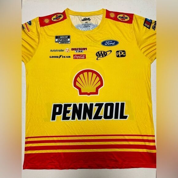 Joey Lagano Shell-Pennzoil Sublimated Uniform Pit Crew Long Sleeve Shirt Sz 4XL - Picture 6 of 11